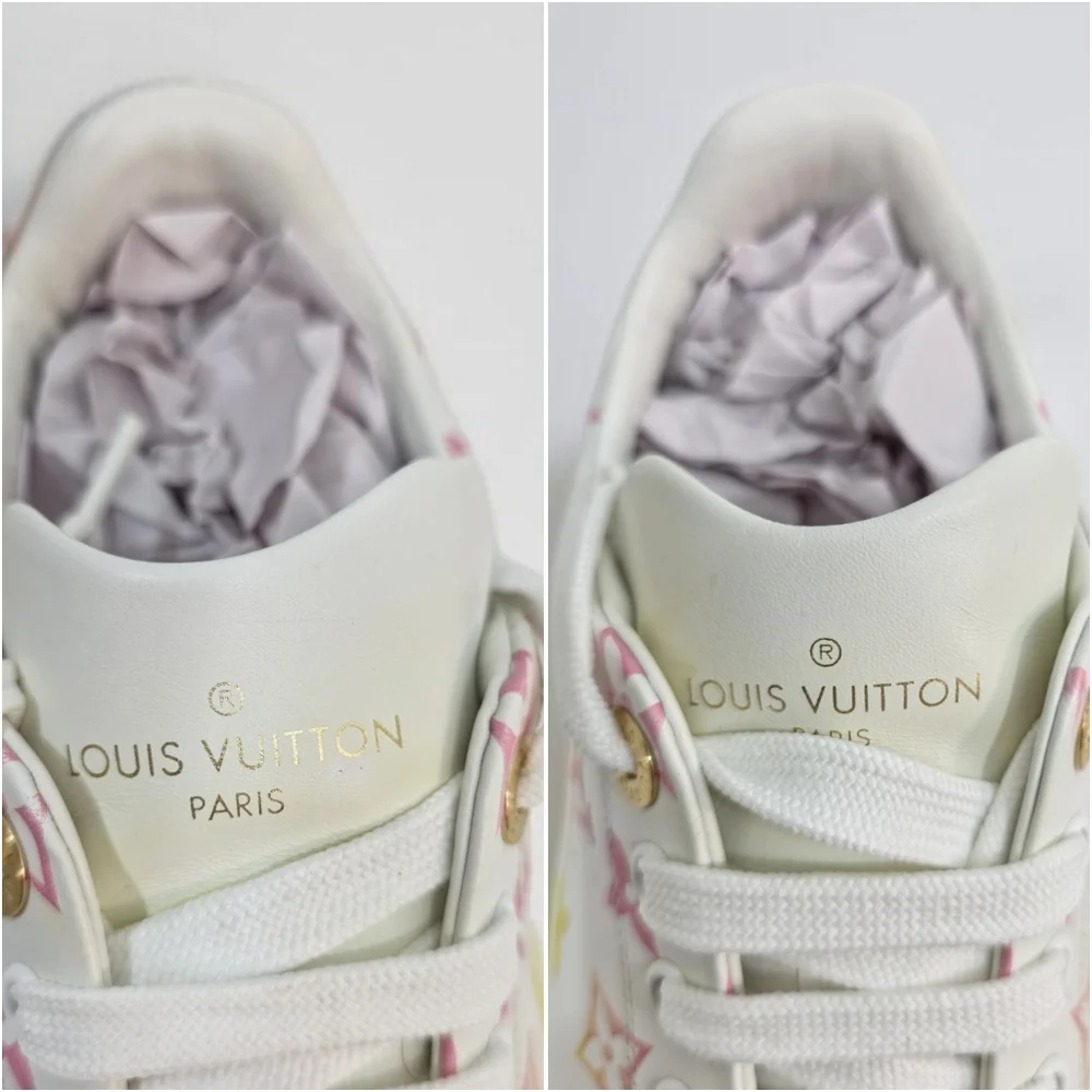 Louis Vuitton Time Out Sneaker Pastel Monogram White Pink Yellow Shoes